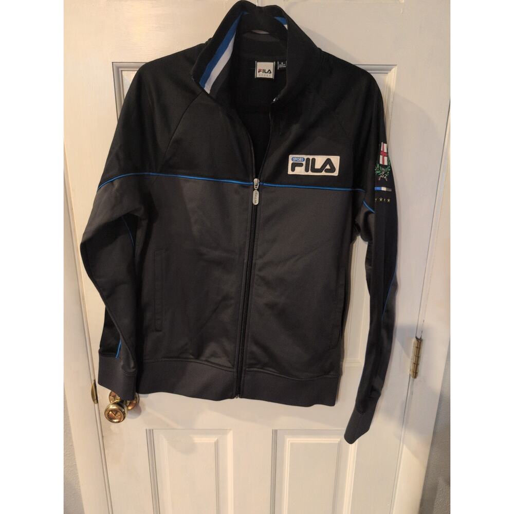 Fila Italia Track Jacket Black Full Zip Retro Athletic Men’s Small